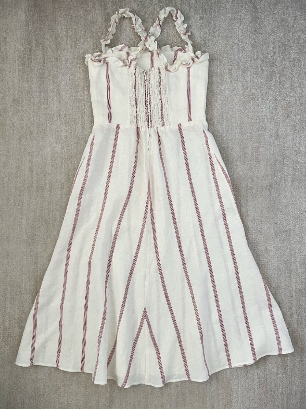 Reformation Lavender Linen Striped Midi Dress 12 - Picture 4 of 13